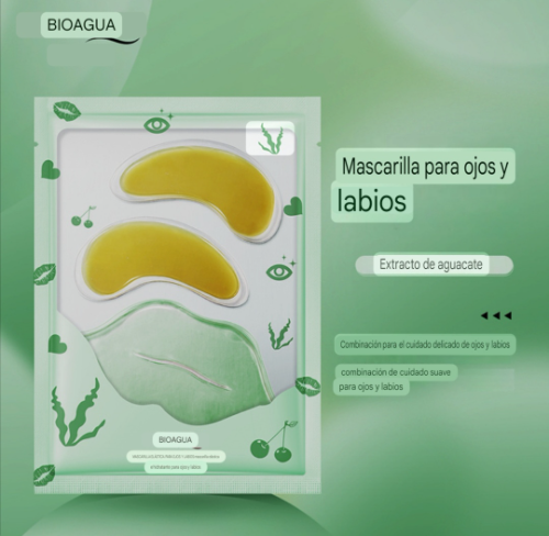 KIT 2 EN 1  MASCARILLA ELÁSTICA E HIDRATANTE PARA OJOS Y LABIOS  BIOAGUA  ELASTIC EYE AND LIP MASK